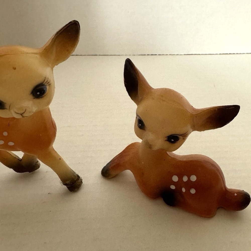 Vintage Hard Plastic Deer Bambi Laying Standing Blow Mold Figure - Picture 6 of 9